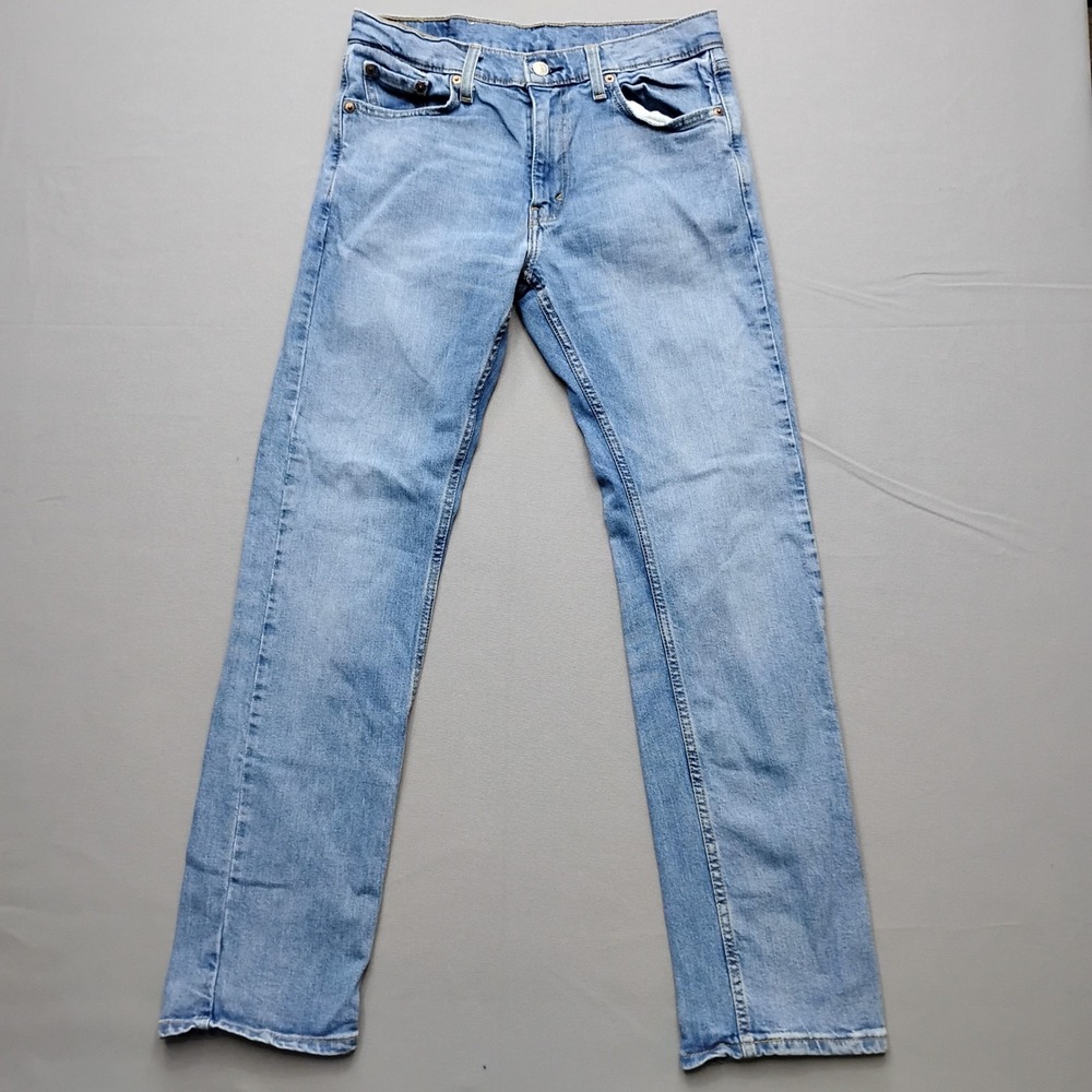 Levis 513 Slim Straight Light Wash Blue Denim Jeans Mens 30x32 Stretch